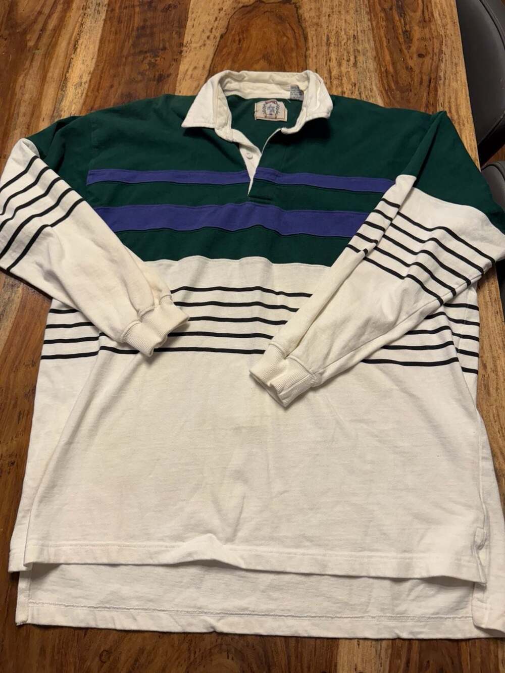 Vintage Sears Roebuck & Co. Color Block Striped Rugby Polo Shirt XL grandpacore